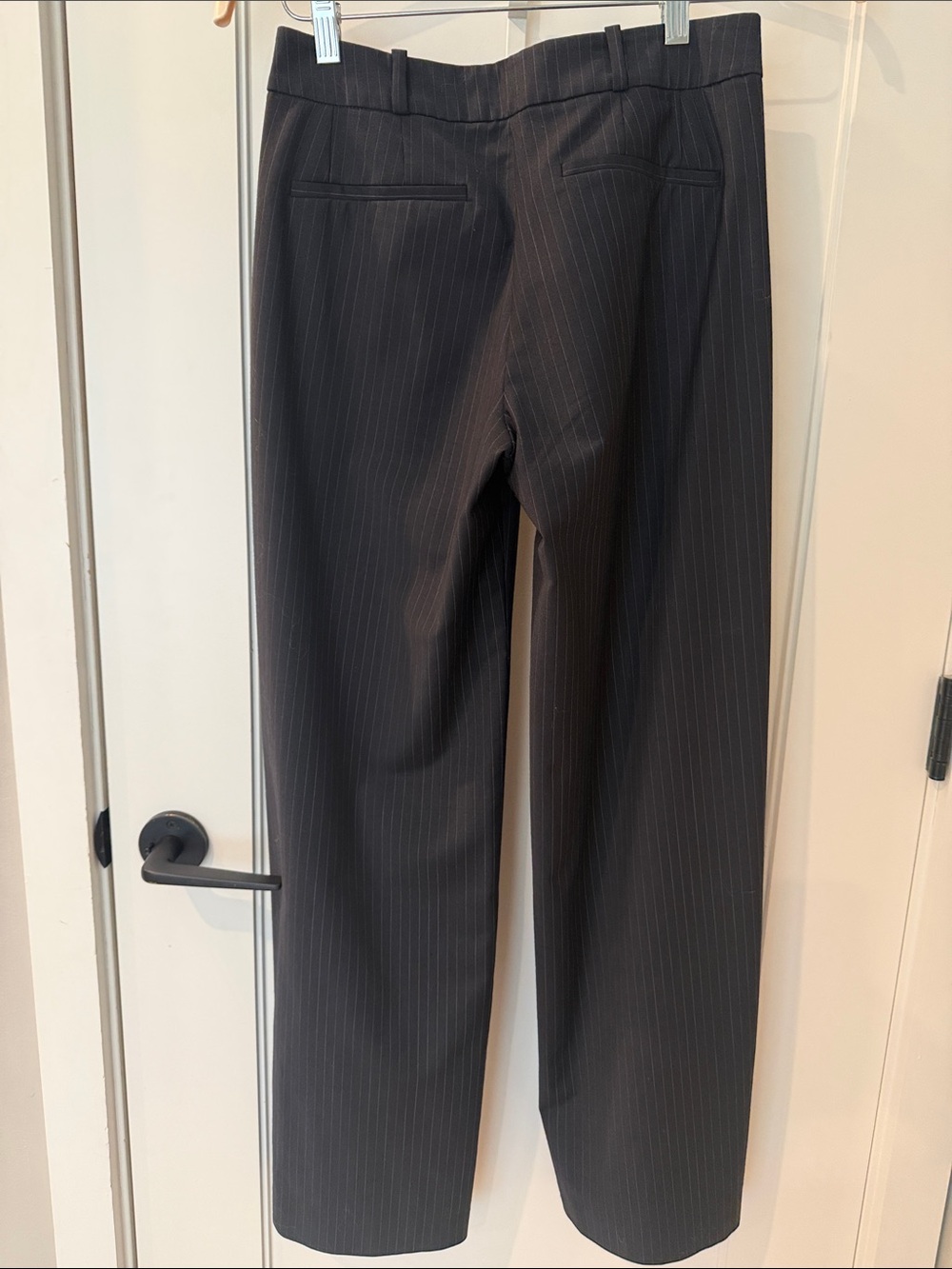 Ba&sh Navy Blue Pinstipe Trousers EUC size 4 - Picture 5 of 11